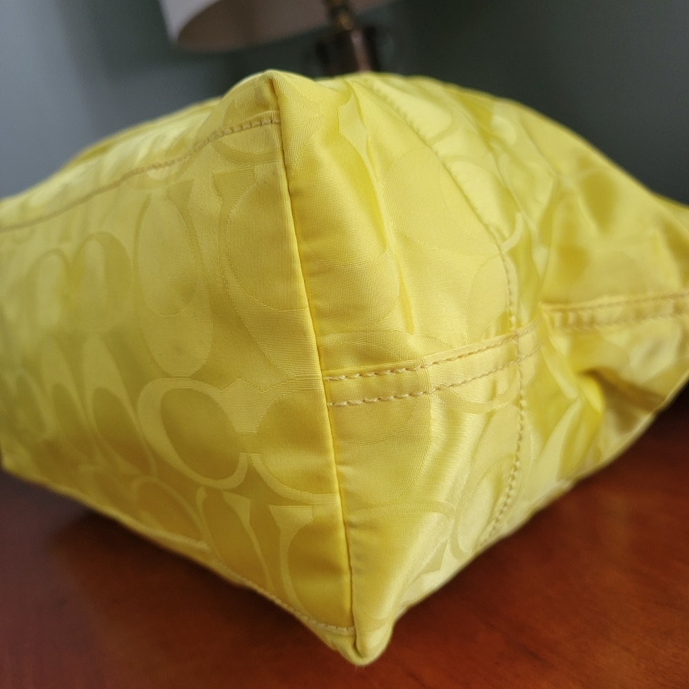 Coach 24862 East West Signature Nylon Tote Yellow Pink Bag Y2K - Picture 8 of 16